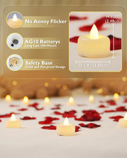 AMAGIC 12 Pack Battery Operated Flameless LED Tea Lights Candles Electric | Fake Tealigh Bright Long Last 100+Hours for Votive, Christmas, Home Decor, Wedding, Halloween, Valentine's Day