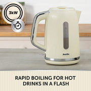 Breville Bold Vanilla Cream Electric Kettle | 1.7L | 3kW Fast Boil | Cream & Silver Chrome [VKT223]