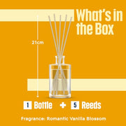 Glade Reed Diffuser, Romantic Vanilla Blossom, 50ml | Long-Lasting Home Fragrance, Continuous Room Air Freshener for Up to 5 Weeks, 1 Glass Diffuser & 5 Reed Sticks