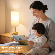 Aooshine Bedside Lamps, Table Lamp for Living Room Bedroom, Touch Dimmable | Touch Lamps Bedside with USB A+C Charging Ports, Small Lamp, Fabric Shade for Kids Room, Study, Dorm, Office, Bulb Included