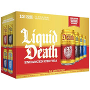 Liquid Death Iced Tea - O.G. Variety, Less Sugar*, Boost of Caffeine, B Vitamins, No Artificial Sweeteners, 4 Flavors: Tea/Lemonade, Rest in Peach, Sweet Reaper, Blueberry Buzzsaw, 12 Fl Oz (Pack of 12)