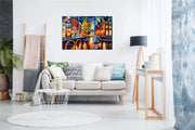 Framed Canvas Wall Art - Leonid Afremov Bridges of Amsterdam Painting | Colourful Nighttime Cityscape Print for Living Room, Bedroom, Hallway - Ready to Hang on Solid Pine Frame, Panther Print