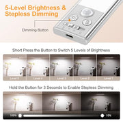 Gritin Under Cabinet Kitchen Lights Rechargeable 2 Pack-3 Color Temps | 5 Level Brightness, Super Bright,4 Modes,Motion Sensor,Long Lasting-Easy Installation Strong Magnetic Under Closet Light-26CM
