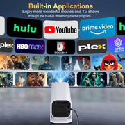 YGSKK Mini Projector with Wifi and Bluetooth, Built-in Apps,Movie Projector | Electric Focus Portable Projector, 1080P Video Projector for Bedroom, Supports Smartphone/TV Stick/iPad/PS5/Laptop/HDMI/USB