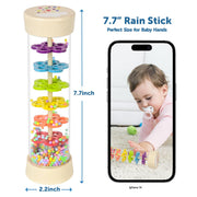 Rain Stick Montessori Baby Toys for 6-12 Months 1 Year Old, Wooden Rainmaker Infant Musical Sensory Toy, Baby Shower Gift for Newborn Toddler Boys Girls, 7.7"