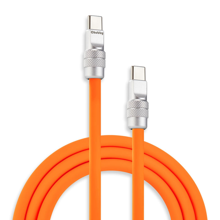 chubbycable USB C to C 240W Silicone Fast Charging Cable, Orange, 3.3FT | For iPhone 18/17/16/15 Series, MacBook Pro/Air, iPad Pro/Air, Galaxy S26/S25/S24, Pixel, 6mm Thick Type C Charger Cord