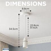 Status 9-Inch B22 Bayonet Ceiling Pendant Light Fitting, White | Pre-Wired with Cord Grip, Indoor Lighting Fixture, S9INCPB4
