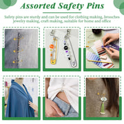 ENCHOL 200 Pcs 4 Sizes Safety Pins, Assorted Safety Pins for Clothes | Small Medium Large Safety Pins for Clothes, Heavy Duty for Nappy Pins, Arts, Crafts, DIY Jewellery and Sewing