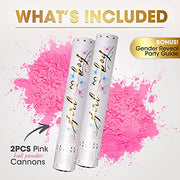 PrimePure Gender Reveal Confetti Cannon, Biodegradable Pink Powder, 2 Pack | Biodegradable Powder Cannon Smoke Bombs, Ideal for Outdoor or Indoor Baby Girl Gender Reveal Party & It's a Girl Baby Shower