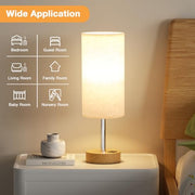 Aooshine Bedside Lamps, Table Lamp for Living Room Bedroom, Touch Dimmable | Touch Lamps Bedside with USB A+C Charging Ports, Small Lamp, Fabric Shade for Kids Room, Study, Dorm, Office, Bulb Included