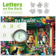 MINIWAN Puzzles for Adults 500 Pieces, Pet Paradise Jigsaw Puzzle | Pet Shop Cat Dog Puzzle with Unique Shaped Pieces, Letters on Back, Reference Poster, 23x15 Inch Wall Decor