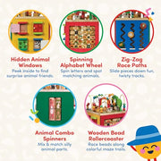 Battat Wooden Activity Cube - 5-Sided Play Center with Bead Maze, Doors | Farm-themed with bead maze, peekaboo doors, spinners, zig-zag race and mix-and-match animals, 1+ Years