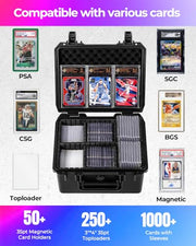 Card Cases for Sport Trading Graded Card Holder IP67 Waterproof Storage Box | Deep Hard Card Organizer for 50+ PSA Magnetic 220+ 3"x4" 35pt Rigid Card Top Loader Magic MTG TCG Zion Baseball Football Card
