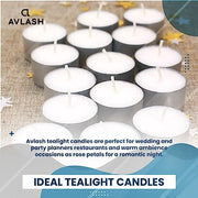 Avlash ® 8 Hour Tea Light Candles Pack of 50-8 Hour Burn Time - Shrink Wrapped, Unscented Tea Lights - White