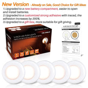 STAR-SPANGLED 2.8” Stick on Puck Lights AAA Battery Operated, 5 Pack Warm | Round Under Cupboard Touch Spot Light, Mini Push Tap LED Night Lamp Battery Powered for Cabinet Closet Wall Kitchen Bookshelf