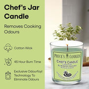 Price's Candles Chef's Jar Candle Fresh Scented Odour Reducing Candle with Basil Patchouli and Geranium Fragrance for Kitchens and Home Freshness