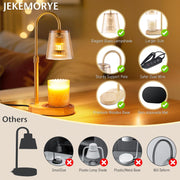Candle Warmer Lamp with Timer - Electric Wax Melter Flameless Burner Heater | Adjustable Height and Brightness Jar Candles Suitable Various Holiday Warming Gifts for Women with 2 Bulbs