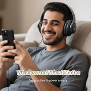 KVIDIO Bluetooth Headphones Wireless Over Ear Headsets 65H Playtime | Deep Bass, HiFi Stereo, Bluetooth 6.0, Microphone, Comfortable Fit, Foldable, Lightweight, Low Latency for Travel Home Office