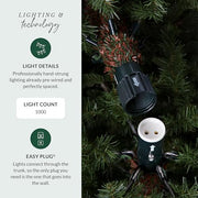 Balsam Hill 7.5ft Pre-Lit Classic Blue Spruce - Artificial Christmas Tree with 1000 Clear Incandescent Lights, Easy Plug Technology, Premium Stand for Indoor Holiday Decorating