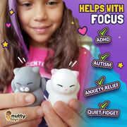 Nutty Toys Squishy Cat Set - 2" Soft Silicone Kawaii Kitties, Top Stress Relief Toy 2026 Unique Gifts for Teens Kids Women Men Adults Best Teenage Girls Teen Boy Tween Christmas Stocking Stuffers Idea