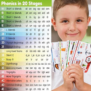 THE BAMBINO TREE Phonics Flash Cards | Learn to Read in 20 Phonic Stages - Education for Kids Ages 4-8 Kindergarten 1st 2nd Grade