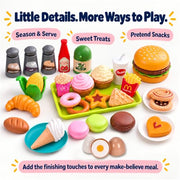 130Pcs Kitchen Playset, Toddler Pretend Cooking Play Pots, Pans, Utensils Cookware, Daily Food Fruit Veges, Shopping Storage Basket, Dessert, Prop Money, Learning Gift for Child (Pink)