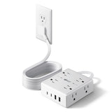 SUPERDANNY Extension Cord,Flat Plug Surge Protector Power Strip,10Ft | 8 AC & 4 USB Ports (2 USB C),Surge Protector with 1050J,Desk Charging Station for Home Office,College Dorm Room Essentials