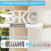 Shower Curtain Pole Extendable Curtain Poles 79-195 Cm Tension Rods For Curtains Extendable No Drill Shower Curtain Rail Non-Slip White Shower Pole for Bathroom Kitchen Bedroom