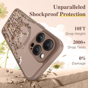 GVIEWIN for iPhone 16 Pro Case Compatible with MagSafe Screen Protector | Military Grade Protection, Full Camera Protection, Floral Translucent, Women Magnetic Phone Case, Floratopia/Brown