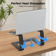 Tonmom Laptop Stand for Desk, Aluminum Laptop Riser Holder | Removable Metal Notebook Stand Ventilated Cooling Computer Riser Compatible with 10-15.6” Laptops