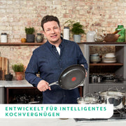 Tefal Jamie Oliver Cook's Direct On Bratpfanne 28 cm, Thermo-Signal | Stainless steel pan induction, titanium non-stick coating, oven-safe, stainless steel, riveted handle, E3040644