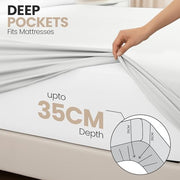 Utopia Bedding Fitted Sheet Single (2 Pack), White | Deep Pocket 14 inch (35 cm), Oeko Tex Certified, Soft Brushed Microfibre Fabric, Shrinkage and Fade Resistant, Bottom Sheet