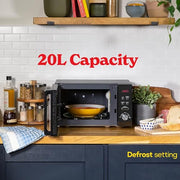 Russell Hobbs RHM2076B 20 Litre 800 W Black Digital Solo Microwave with 5 Power Levels, Automatic Defrost, 8 Auto Cook Menus, Clock and Timer, Easy Clean