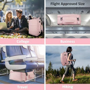 Taygeer Travel Backpack for Women, TSA Carry On Backpack Flight Approved | 15.6inch Laptop Mochila with Water Bottle Pocket & Shoe Pouch, Nurse Bag Casual Daypack for Weekender Business Hiking, Pink