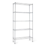 Amazon Basics 5-Shelf Adjustable Heavy Duty Steel Wire Rack, Space Saving Storage Shelving Organizer for Kitchen, Garage, No-Tool Assembly, 350 lbs Weight Capacity, 36" x 14" x 72", Chrome