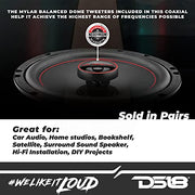 DS18 GEN-X6.5 Coaxial Speaker - 6.5", 3-Way, 165W Max, 50W RMS, Black Paper Cone, Two Mylar Dome Tweeters, 4 Ohms - Clarity Unparalled by Other Speakers in Their Class (2 Speakers)