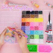 Canvalite 40 Colors Bedazzling Kit, 35000 Pcs 3mm Resin Jelly Rhinestones | Flatback gems, with B7000 glue, tweezers and pickup pen, for nail art, clothing, shoes, phone cases and diamond art crafts
