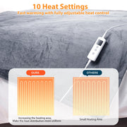 Heated Blanket Electric Throw 160x130CM, Dark Grey, Heating Blanket | 10 Levels &1-9H Timer Auto-Off, Machine Washable, Soft Flannel Sherpa Full Body Warming, Sofa Bed Office Use