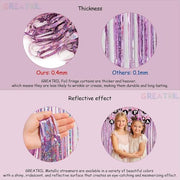 Pink Tinsel Curtain Party Backdrop Glitter - GREATRIL Foil Fringe Curtain Lilac Pink Streamers Decor for Birthday Girl Princess Unicorn Christmas Bachelorette Euphoria Party Decorations - 2 PCS