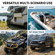 STUDIOFINIX 4-Channel Marine Amplifier, 500W Peak Class AB Audio Amp, IP-01 Waterproof Marine Grade, Dual RCA & High-Level Inputs, Dual MOSFET Power Supply for Boats, ATVs, RVs, Motorcycles（White）