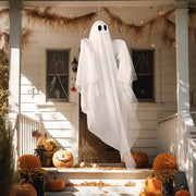 JOYIN Halloween Hanging Light up Ghost, 47" White Ghosts with Cold White LED Light and Timer Halloween Hanging Decoration Waterproof for Front Yard Patio LawnGarden Party Decor Indoor Outdoor