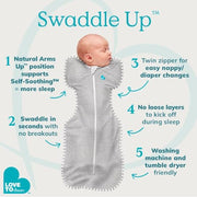 Love To Dream Swaddle Up, S, 3.5–6kg, Posy Mini, 1.0 Tog | Arms Up Swaddle Helps Baby Self-Soothe and Sleep Longer, Secure Fit Helps Calm Startle Reflex, Newborn Essentials