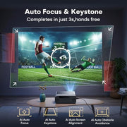 Google TV Smart Outdoor Projector, 4K Projector with WiFi and Bluetooth | 2000 ANSI Lumens, 30W HiFi Speaker, Auto Focus & 6D Keystone, HDR10, Portable Movie Projecteur for Outdoor & Home Theater