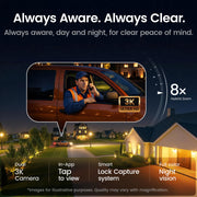 aosu T2 Pro 3K Dual Cam Outdoor Security Camera, Solar Powered, AI Tracking | 170° Wide & 360° PTZ, No Blind Spots, Local Storage ,Full Color Night Vision,AI Human Vehicle Tracking, 8X Zoom