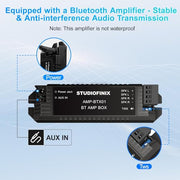 STUDIOFINIX 5.25" 160W Bluetooth Waterproof Marine Speakers - 2 Way Weather Resistant Boat Audio with LED Lights, and Low Profile Slim Style Suitable for Boat, RV, ATV, UTV, Golf Cart (1 Pair, Black)