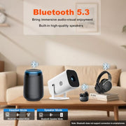 YGSKK Mini Projector with Wifi and Bluetooth, Built-in Apps,Movie Projector | Electric Focus Portable Projector, 1080P Video Projector for Bedroom, Supports Smartphone/TV Stick/iPad/PS5/Laptop/HDMI/USB