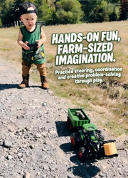 Uarzt Remote Control Tractor Toy with Trailer | Metal Front & Front Loader Farm Vehicle Set with Lights & 8-Wheel Design, RC Tractor Truck for Boys Ages 3-9, Fun Farm Toy Gift for Kids
