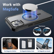 jaroco Magnetic for iPhone 14 Case Heavy Duty Protection Black | Compatible with MagSafe,Military Grade Drop Protection,Translucent Matte,Non-Slip,Shockproof 2-Layer Durable Bumper Case