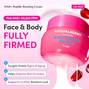 EQQUALBERRY NAD+ Peptide Boosting Cream – NAD+ 5% & 13 Peptides Anti-Aging Korean Skincare Face & Body Cream | Firming & Lifting Pink Neck Cream for Sagging Skin (1.69 fl.oz / 50ml)