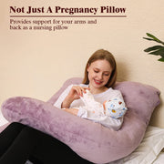 Chilling Home Pregnancy Pillow, U Shaped Maternity Full Body Pillow, Velvet | Pregnancy Pillows for Sleeping, Supportive and Comfortable Cuddle Long Pillow for Pregnant Women with Washable Cover,Purple